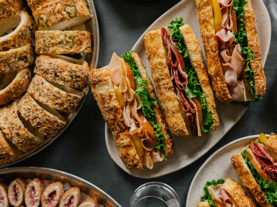 Budapest Bakeshop famous savory chimney sandwich, Budapest Bakeshop Catering